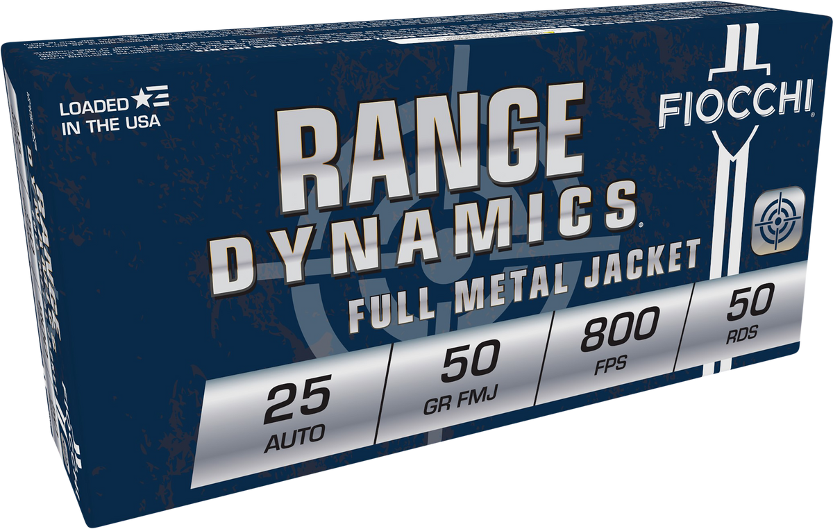 Fiocchi Range Dynamics 25 ACP 50gr FMJ 50 Rd - Box or Case