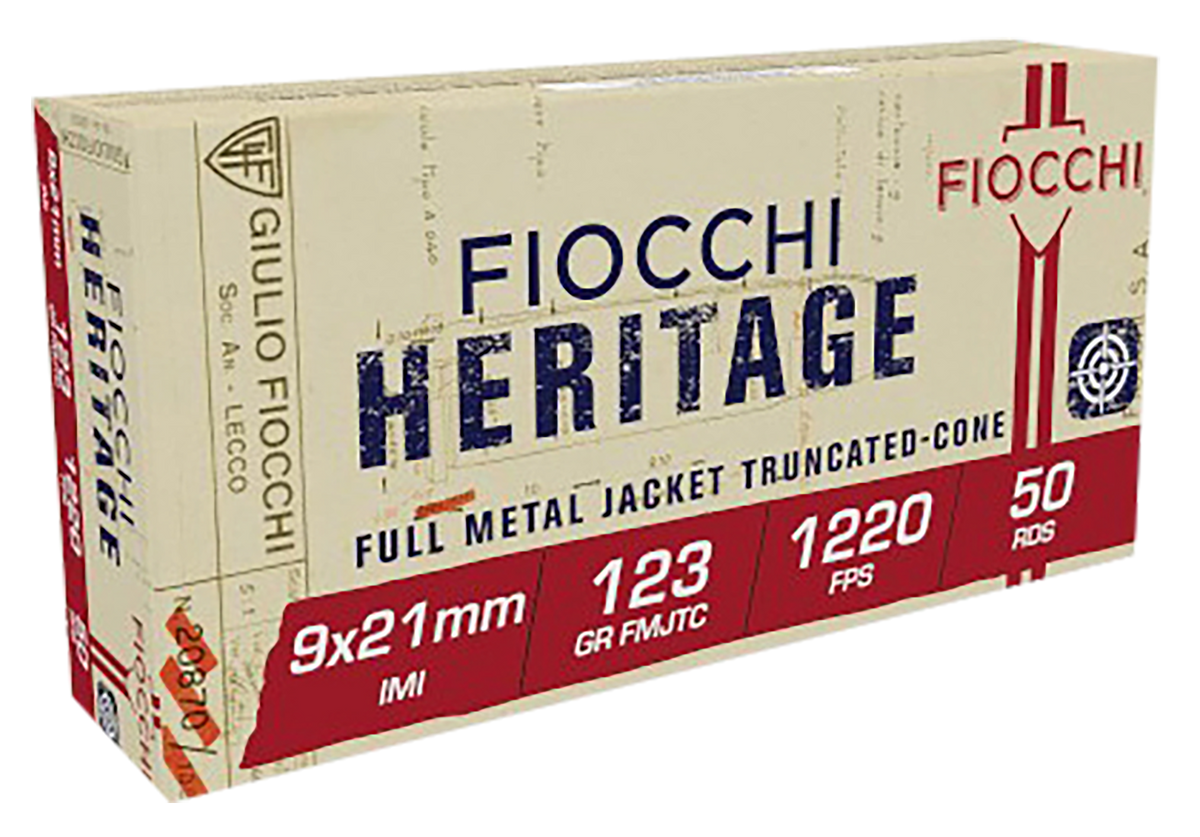 Fiocchi Heritage 9x21mm IMI 123gr FMJ Truncated Cone 50 Rd - Box or Case