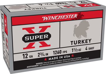 Winchester Super X Magnum Turkey 12 Gauge 2.75" 1-1/2 oz #4 Shot - Box or Case