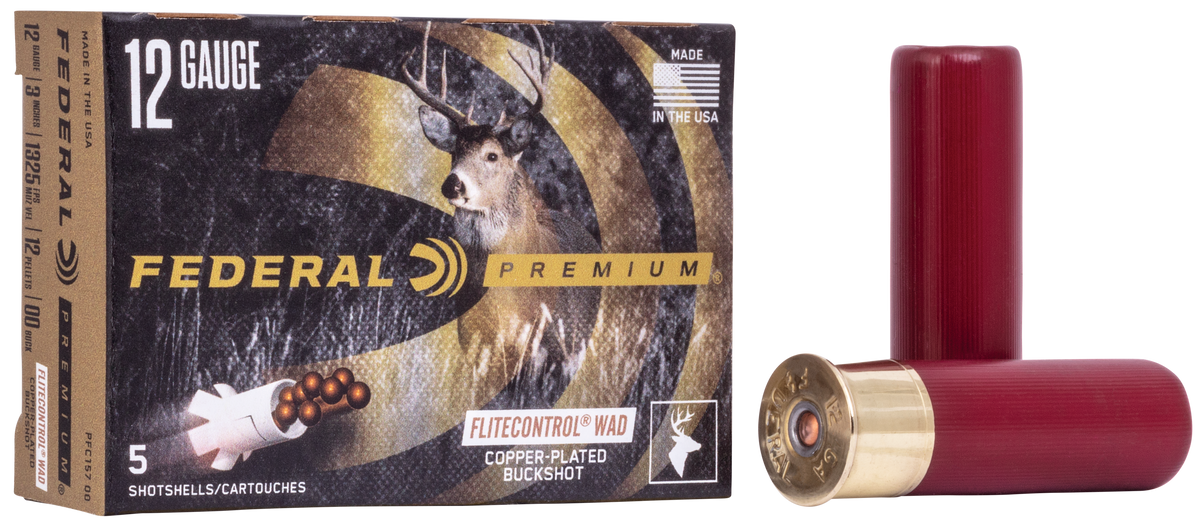 Federal Premium Vital-Shok 12 Gauge 3" 12 Pellets 00 Buckshot 5 Rd - Box or Case