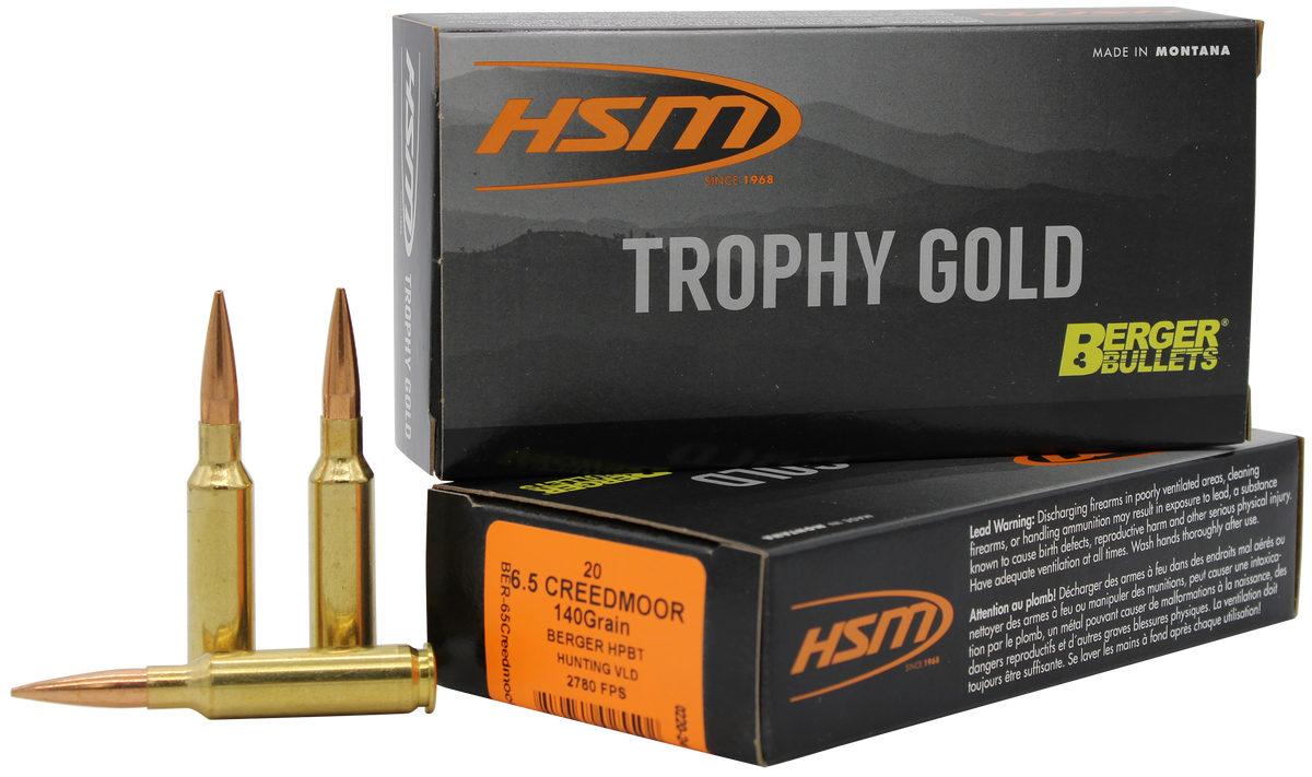 HSM Trophy Gold 6.5 Creedmoor 140gr Berger Hybrid OTM 20 Rd - Box or Case
