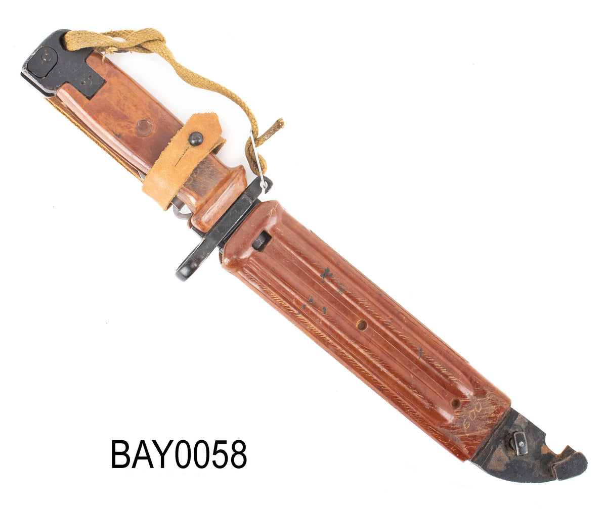 Russian Tula 6x4 AKM Type 2 Bayonet w/ Scabbard, Star on Crossguard - Fair