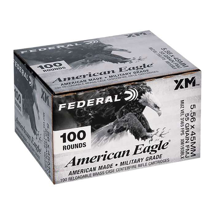 Federal American Eagle  5.56x45mm NATO 55 gr Full Metal Jacket Boat Tail (FMJBT) 100 Bx