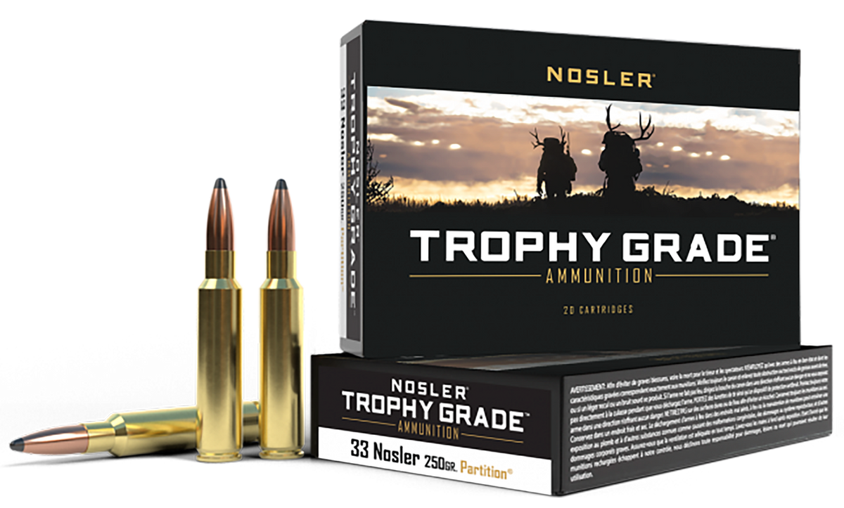 Nosler Trophy Grade 33 Nosler 250gr Spitzer Partition 20-Rd/Box - Box or Case