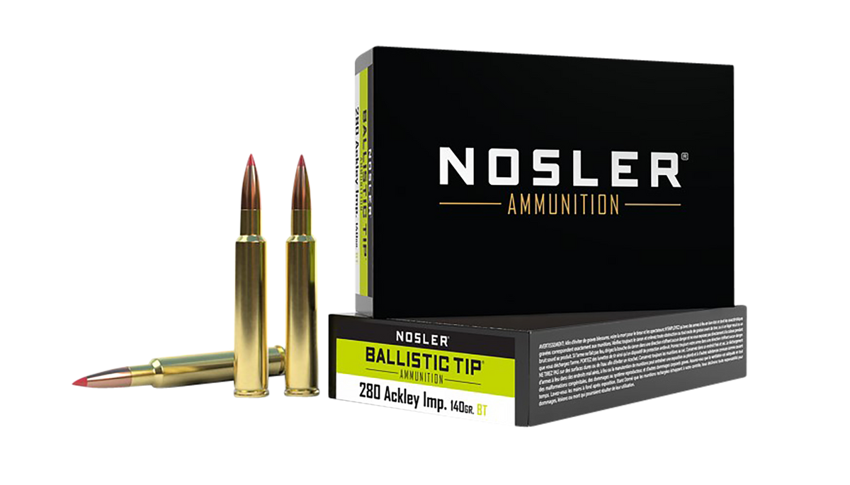 Nosler Ballistic Tip 280 Ackley Improved 140gr BT 20-Rd/Box - Box or Case