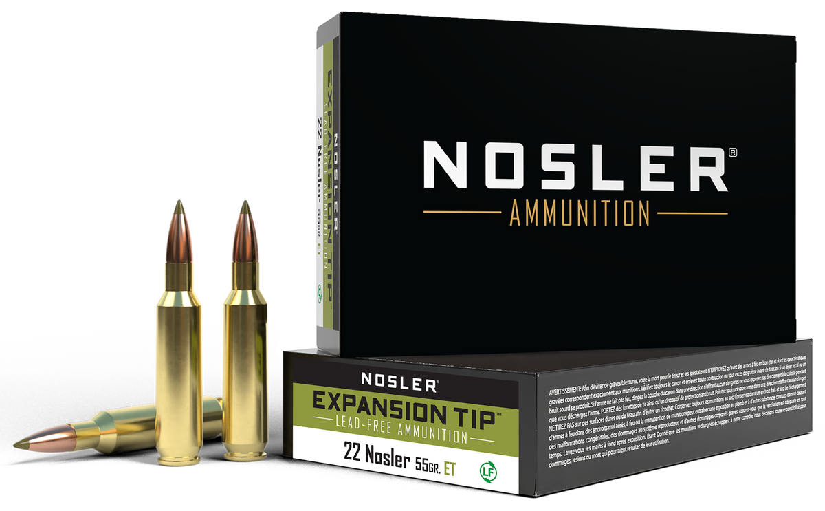 Nosler E-Tip Lead-Free 22 Nosler 55gr 20-Rd/Box - Box or Case