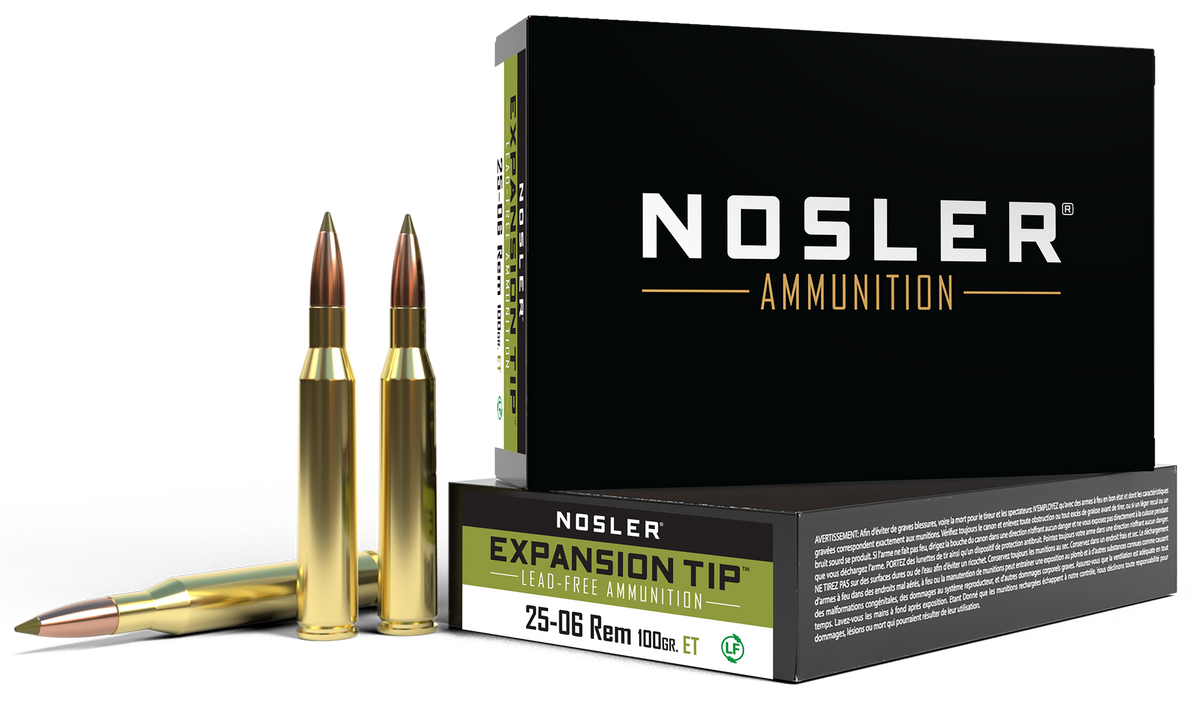 Nosler E-Tip 25-06 Remington 100gr Lead-Free 20-Rd/Box - Box or Case