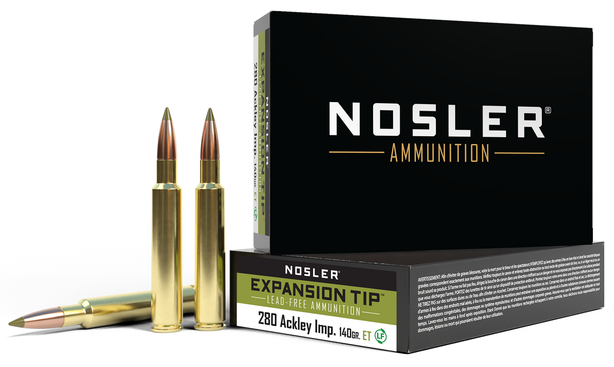 Nosler E-Tip 280 Ackley Improved 140gr Lead-Free 20-Rd/Box - Box or Case