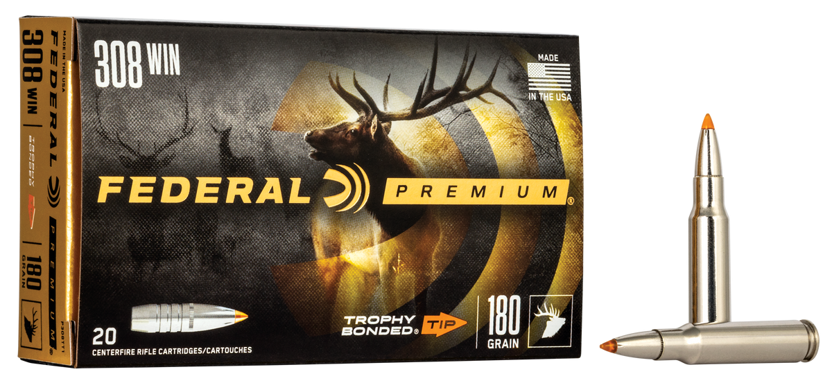 Federal Premium 308 Win 180gr Trophy Bonded Tip 20rd - Box or Case