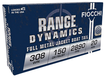 Fiocchi Range Dynamics 308 Win 150gr Full Metal Jacket Boat Tail - Box or Case