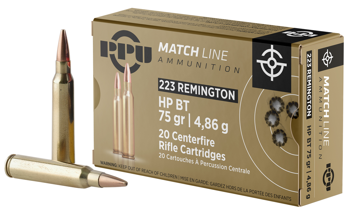 PPU Match 223 Rem 75gr HPBT 20 Bx/50 Cs - Box or Case
