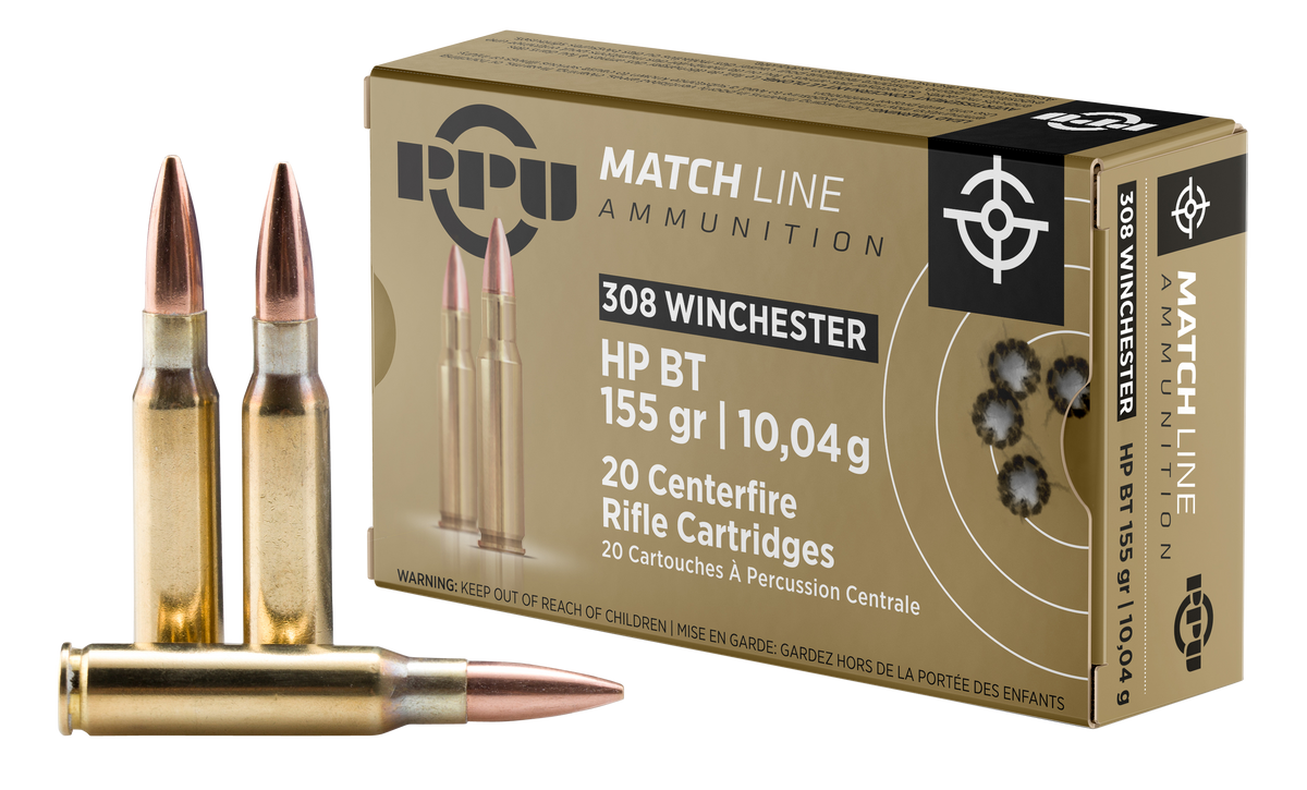 PPU PPM3081 Match 308 Win 155gr HPBT 20 Bx/10 Cs - Box or Case