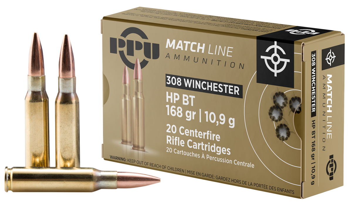 PPU PPM3082 Match 308 Win 168gr HPBT 20 Rd - Box or Case