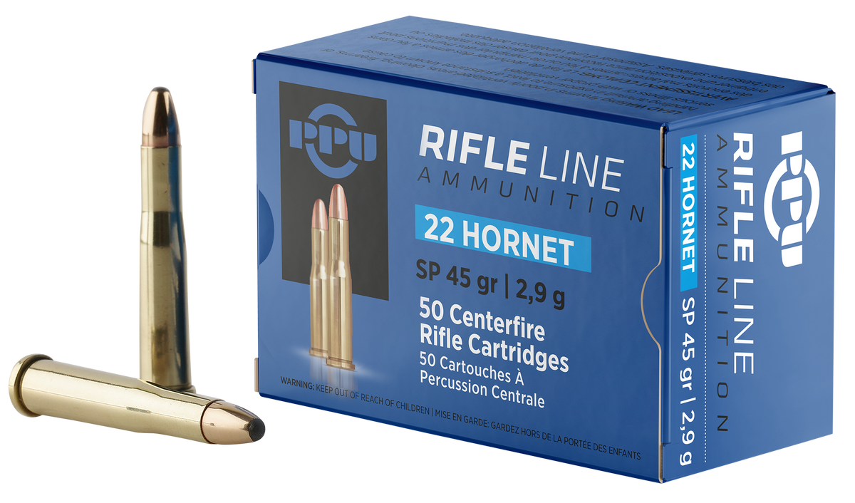 PPU PP22H Standard Rifle 22 Hornet 45gr Soft Point - Box or Case