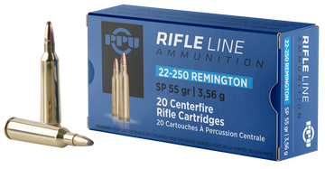 PPU Standard Rifle 22-250 Rem 55gr Soft Point - Box or Case