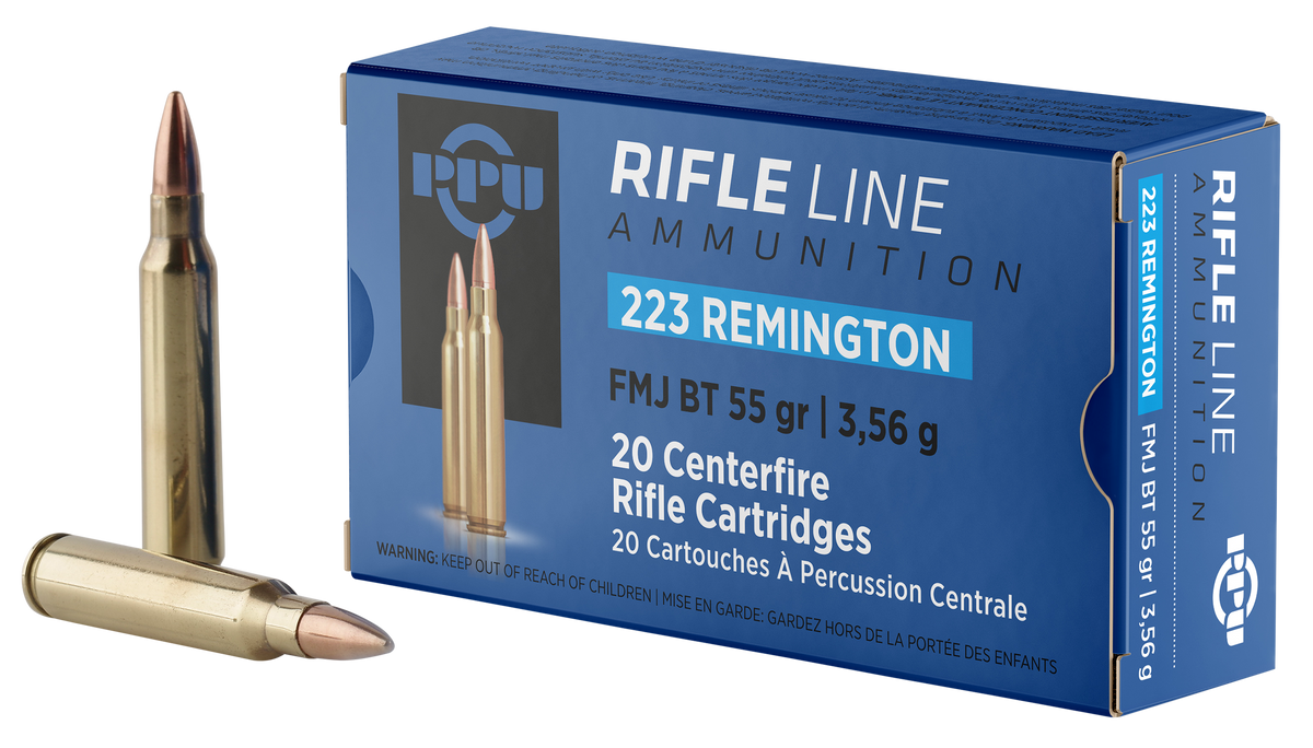 PPU Standard Rifle 223 Rem 55gr Full Metal Jacket Boat Tail - Box or Case