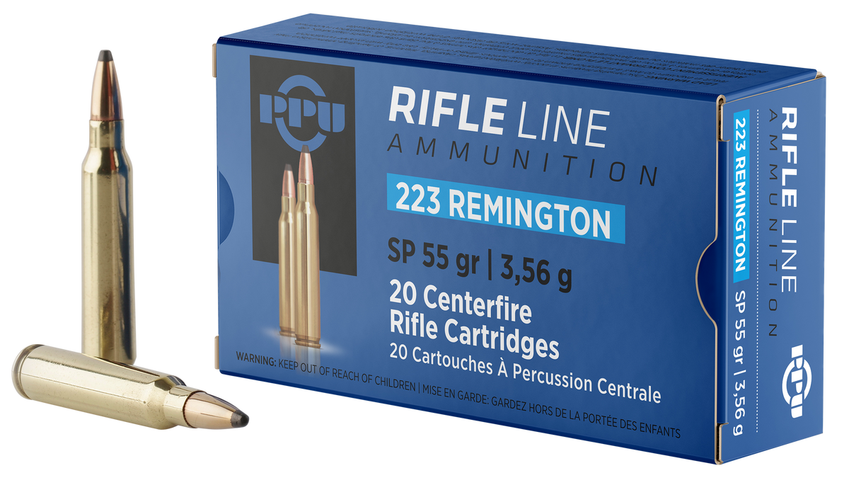 PPU PP223S Standard Rifle 223 Rem 55gr Soft Point - Box or Case