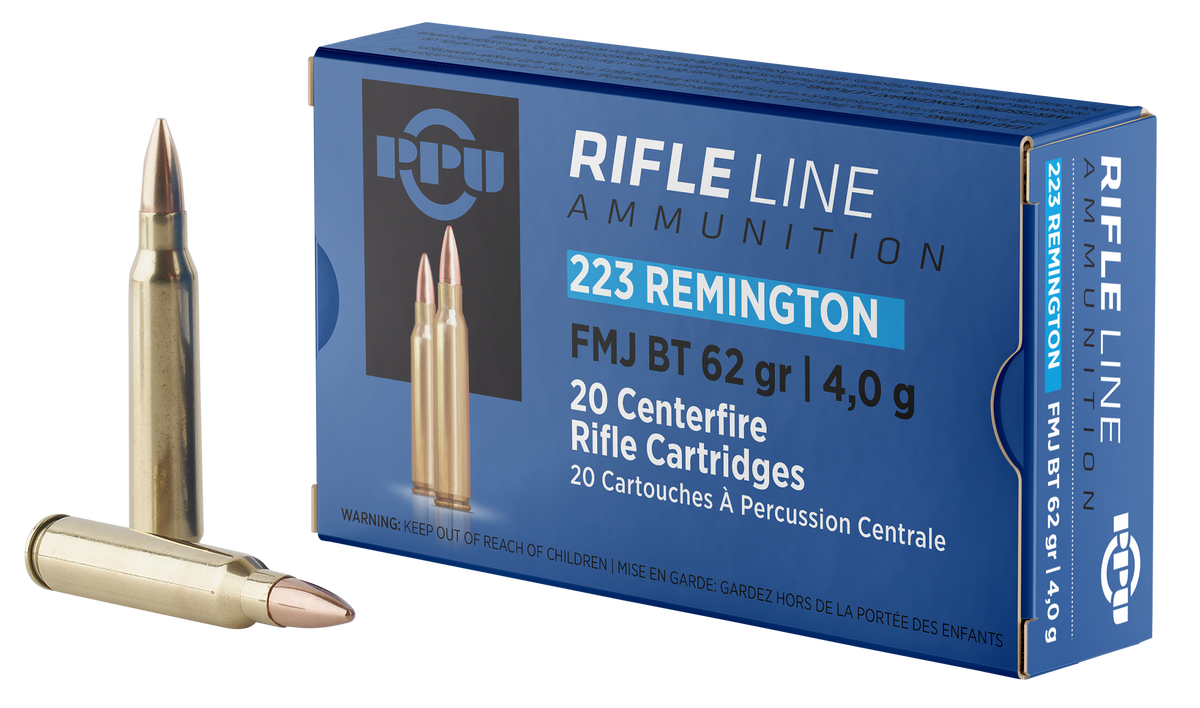 PPU PP223F2 Standard Rifle .223 Rem 62gr FMJBT - Box or Case
