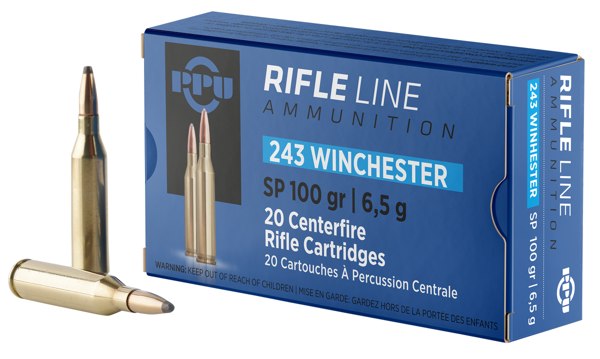 PPU Standard Rifle 243 Win 100gr Soft Point 20 Rd - Box or Case