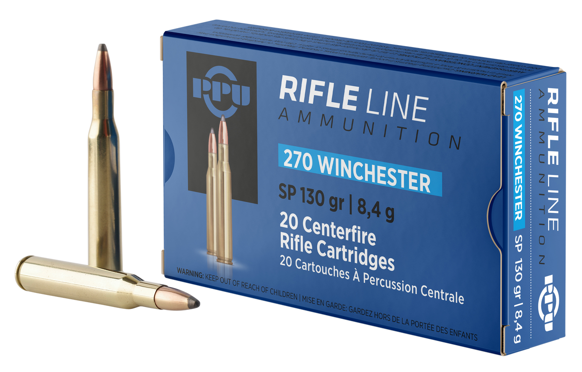 PPU PP2701 Standard Rifle .270 Win 130gr Soft Point - Box or Case