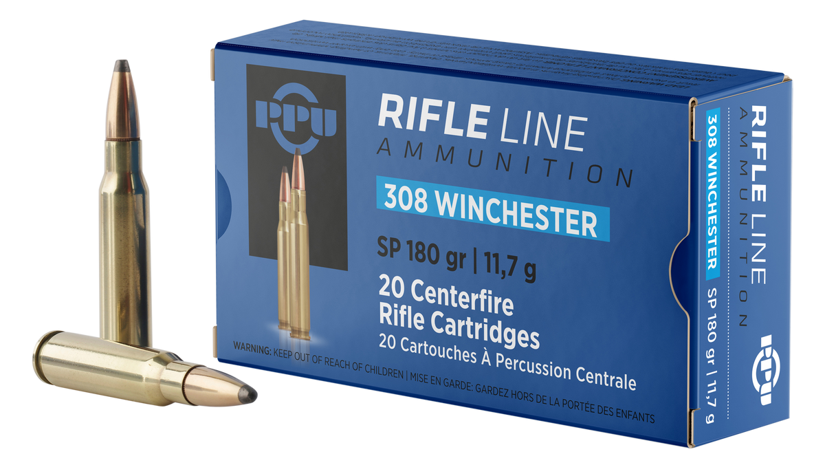PPU Standard Rifle 308 Win 180gr Soft Point 20 Rd - Box or Case
