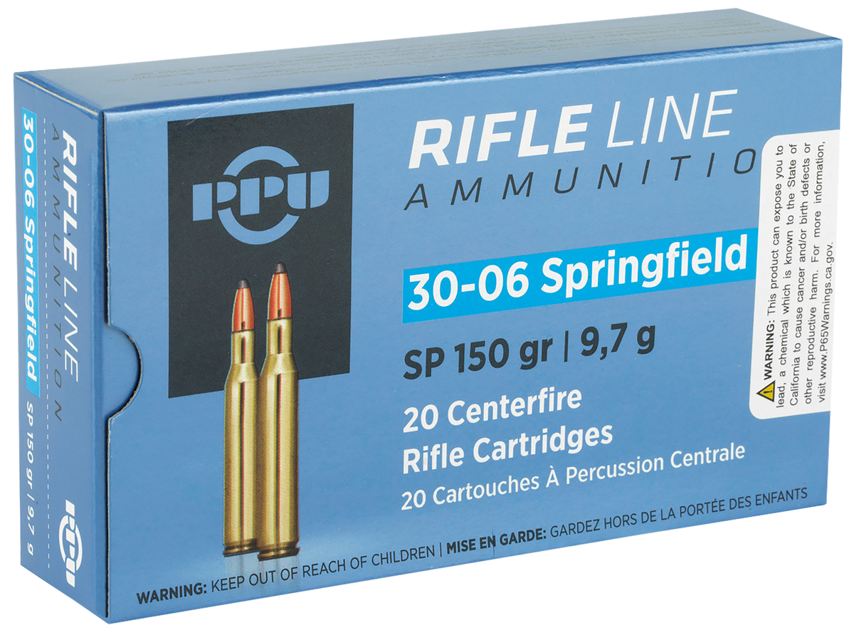 PPU Standard Rifle 30-06 Springfield 150gr Soft Point 20rd - Box or Case