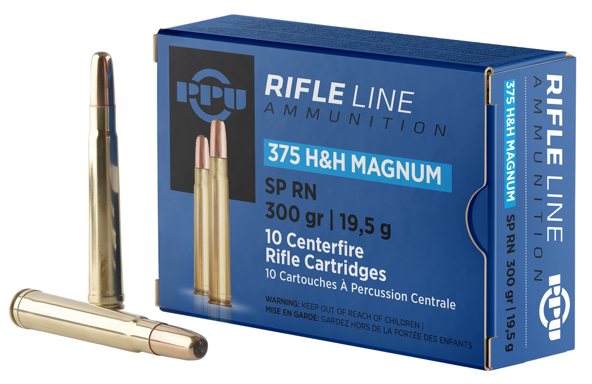 PPU PP375S Standard Rifle 375 H&H Mag 300gr Soft Point Round Nose - Box or Case