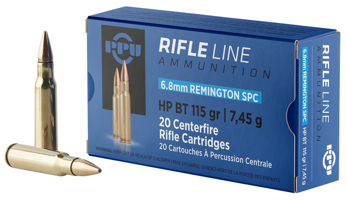 PPU PP68H Standard Rifle 6.8mm Rem SPC 115gr HPBT - Box or Case