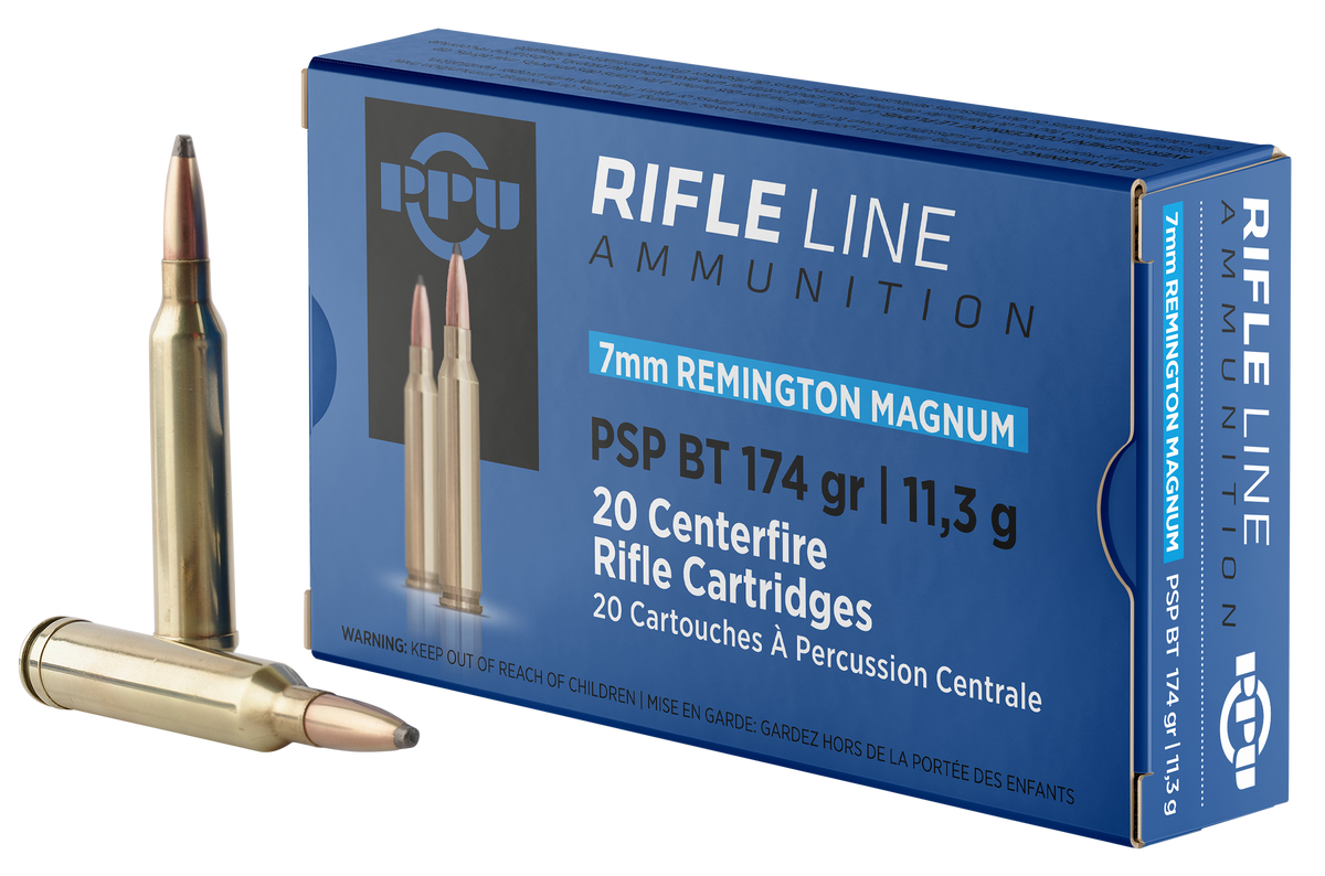 PPU PP7RM2 Standard Rifle 7mm Rem Mag 174gr Pointed Soft Point Boat Tail - Box or Case