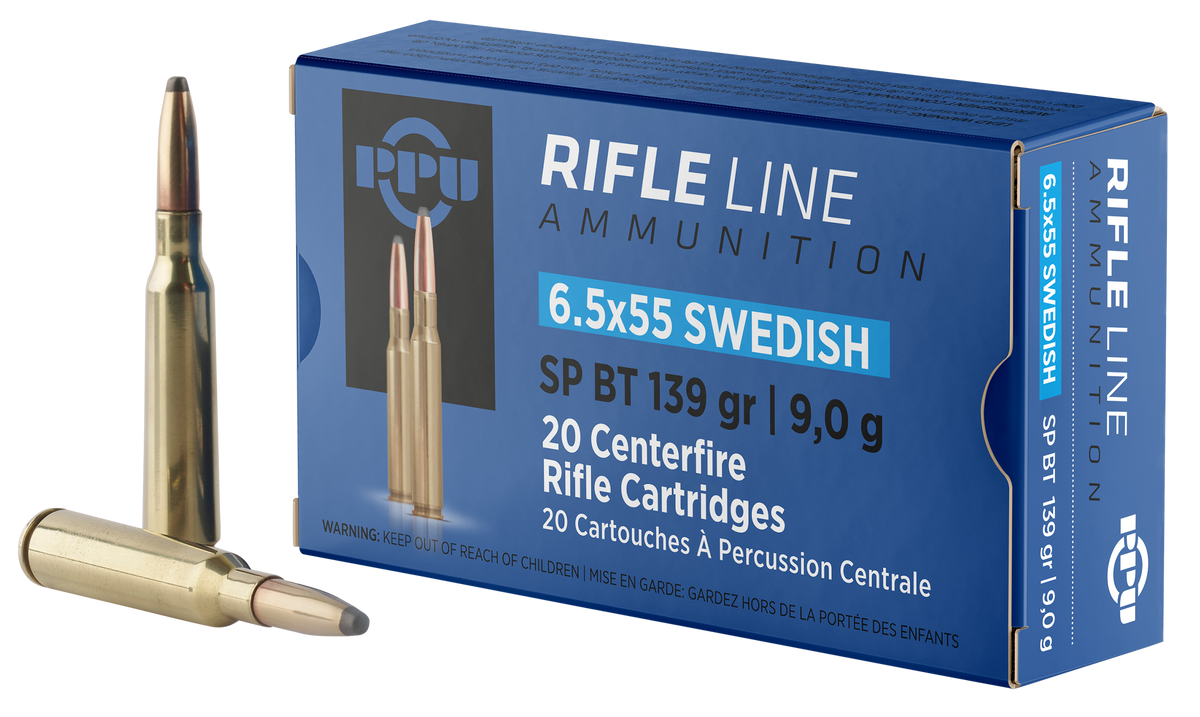 PPU PP6SWS Metric Rifle 6.5x55 Swedish 139gr Soft Point Boat Tail - Box or Case