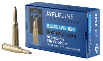 PPU PP6SWS Metric Rifle 6.5x55 Swedish 139gr Soft Point Boat Tail - Box or Case