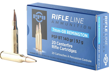 PPU PP708 Metric Rifle 7mm-08 Rem 140gr Pointed Soft Point Boat Tail - Box or Case