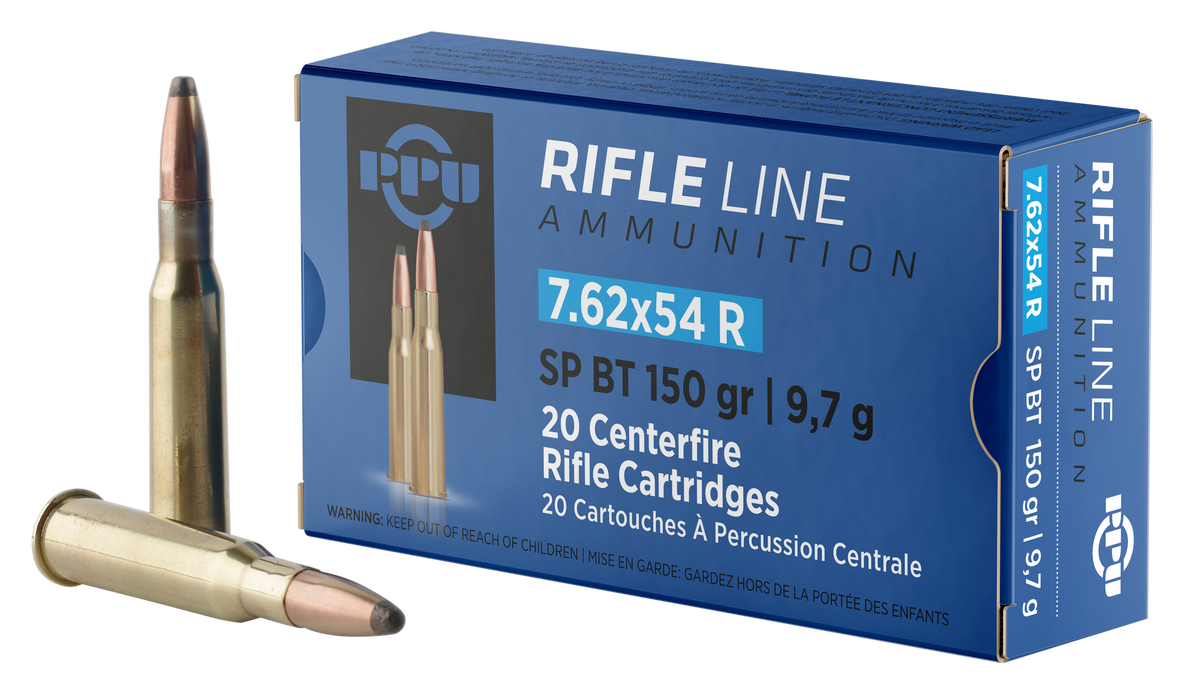PPU PP76254S Metric Rifle 7.62x54mmR 150gr Soft Point Boat Tail - Box or Case