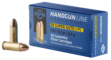 PPU PPH38SU Handgun 38 Super +P 130gr Full Metal Jacket - Box or Case