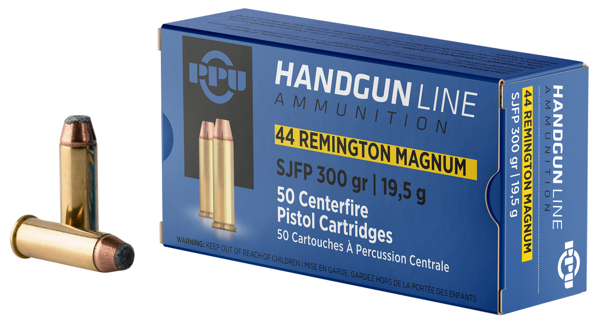 PPU PPH44MF .44 Rem Mag 300gr Semi Jacketed Flat Point - Box or Case
