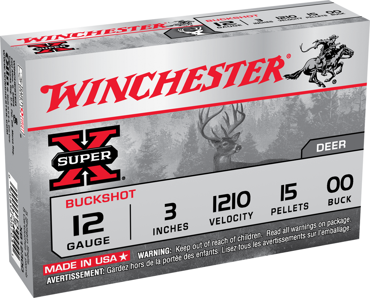 Winchester Ammo Super X 12 Gauge 3\" 15 Pellets 00 Buck Shot - Box or Case