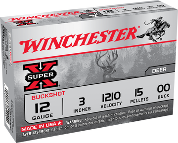 Winchester Ammo Super X 12 Gauge 3\" 15 Pellets 00 Buck Shot - Box or Case