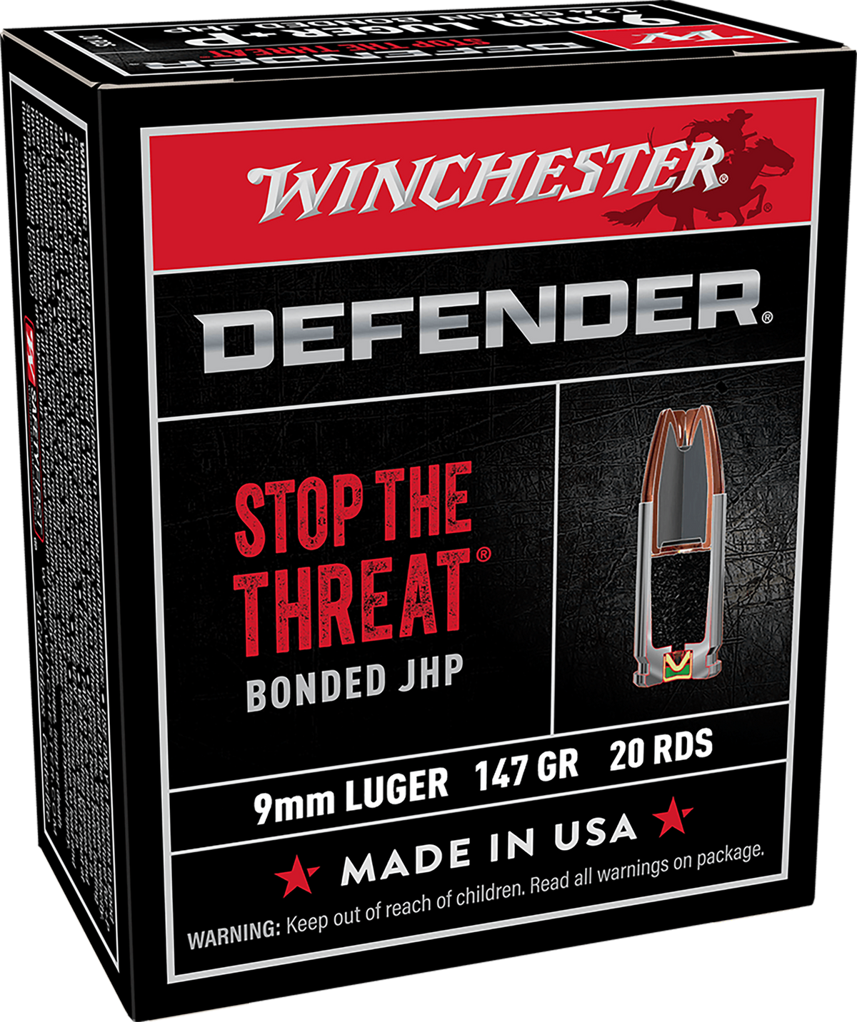 Winchester Ammo Defender PDX1 9mm Luger 147gr Bonded Jacket Hollow Point 20 Rd - Box or Case