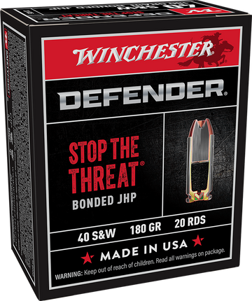 Winchester Ammo Defender PDX1 .40 S&W 180gr Bonded JHP 20 Rd - Box or Case