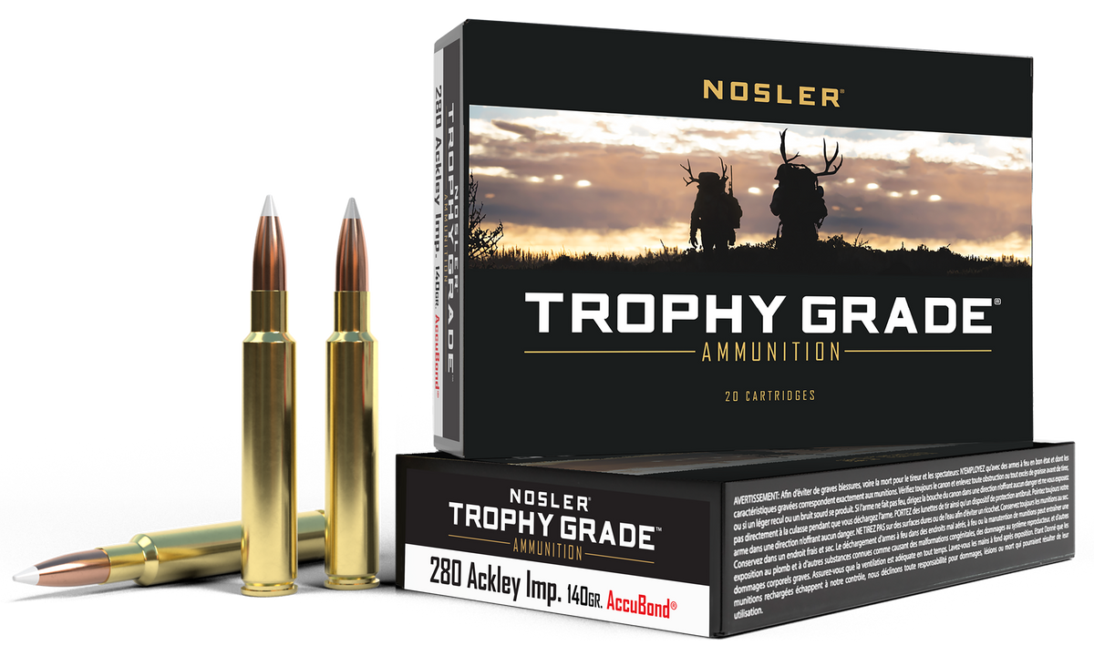 Nosler Trophy Grade 280 Ackley Improved 140gr AccuBond 20-Rd/Box - Box or Case
