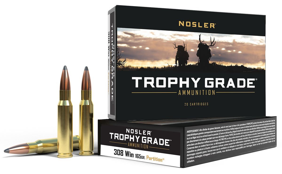 Nosler Trophy Grade 308 Win 165gr Nosler Spitzer Partition 20rd/Box - Box or Case