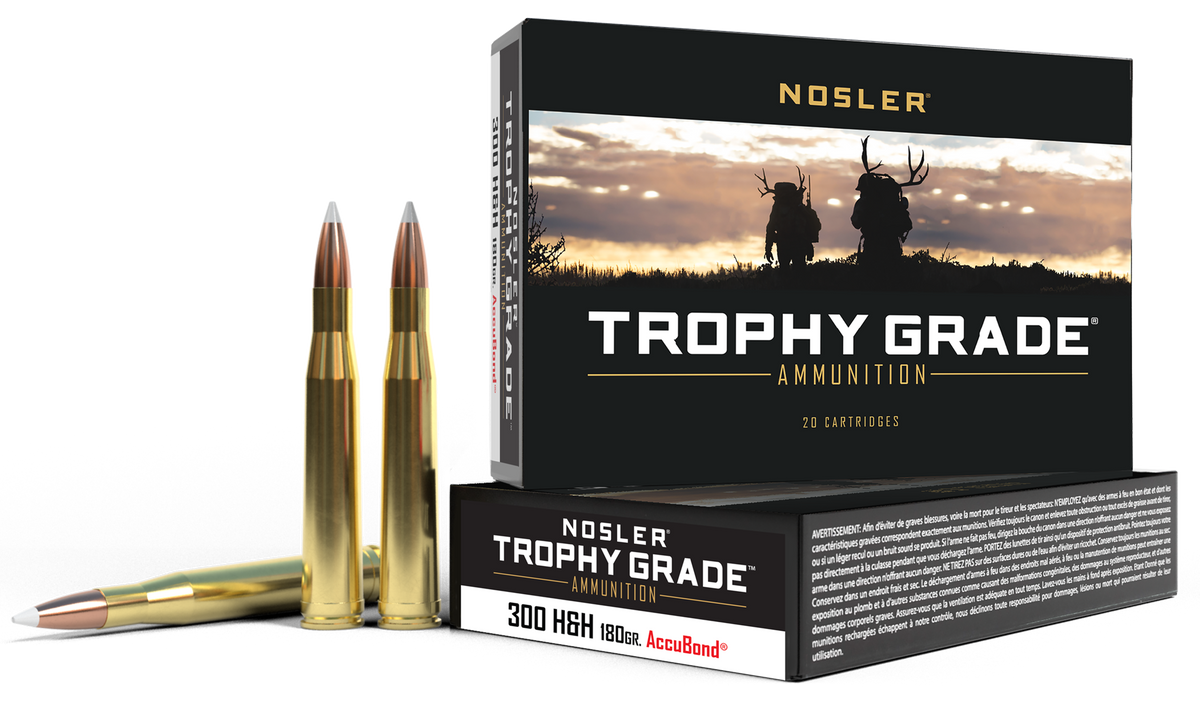 Nosler Trophy Grade 300 H&H Mag 180gr AccuBond 20/Box - Box or Case