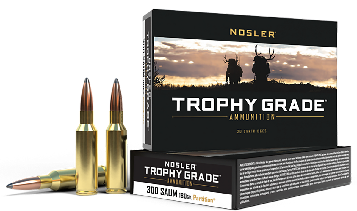 Nosler Trophy Grade 300 Rem SAUM 180gr Spitzer Partition 20-Rd/Box - Box or Case