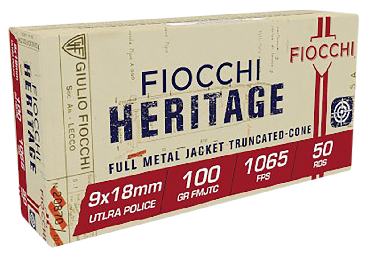 Fiocchi Heritage 9x18mm Ultra 100gr FMJ Truncated Cone 50 Rd - Box or Case