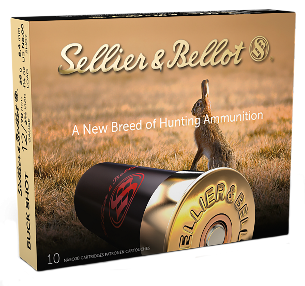 Sellier & Bellot SB12BSE Hunting 12 Gauge 2.75" 12 Pellets 00 Buck 1-1/4 oz 10 Rd Shotshell - Box or Case