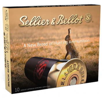 Sellier & Bellot SB12BSH Hunting 12 Gauge 2.75" 21 Pellets 1 1/8 oz #4 Buck Shot 10/25 - Box or Case