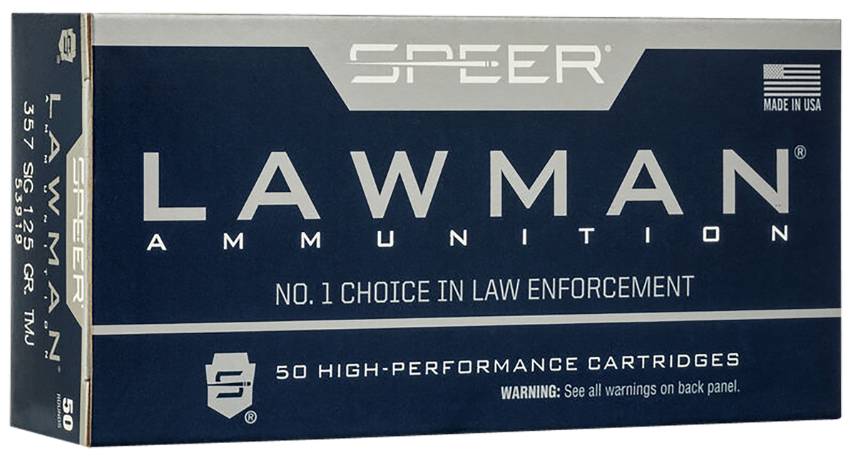 Speer Ammo Lawman 357 Sig 125gr TMJ Flat Nose 50 Bx/20 Cs - Box or Case