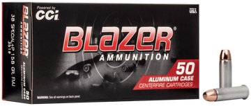 CCI Blazer 38 Special +P 158gr TMJ 50 Rd - Box or Case