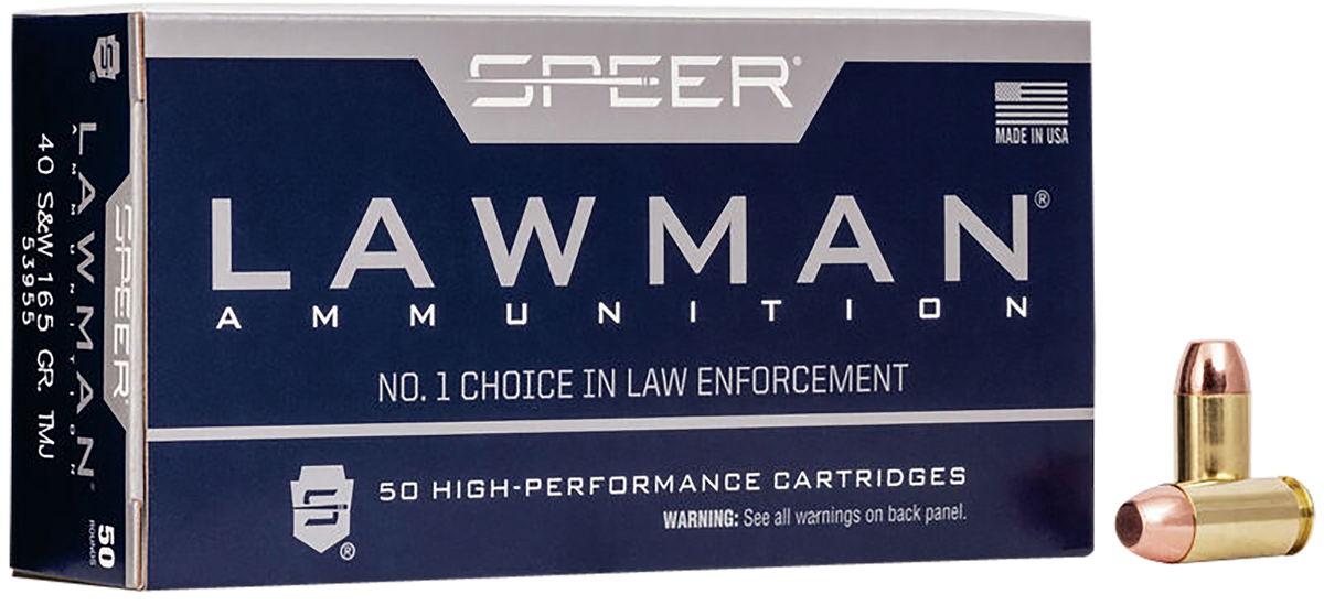 Speer Ammo Lawman 40 S&W 165gr Total Metal Jacket Flat Nose 50 Bx/20 Cs - Box or Case