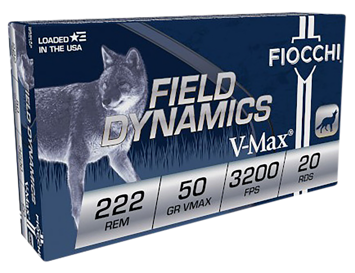 Fiocchi Field Dynamics 222 Rem 50gr Hornady V-Max - Box or Case